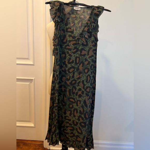 Zadig & Voltaire Green Camo & Leopard Print Dress Size X Small - Picture 5 of 7